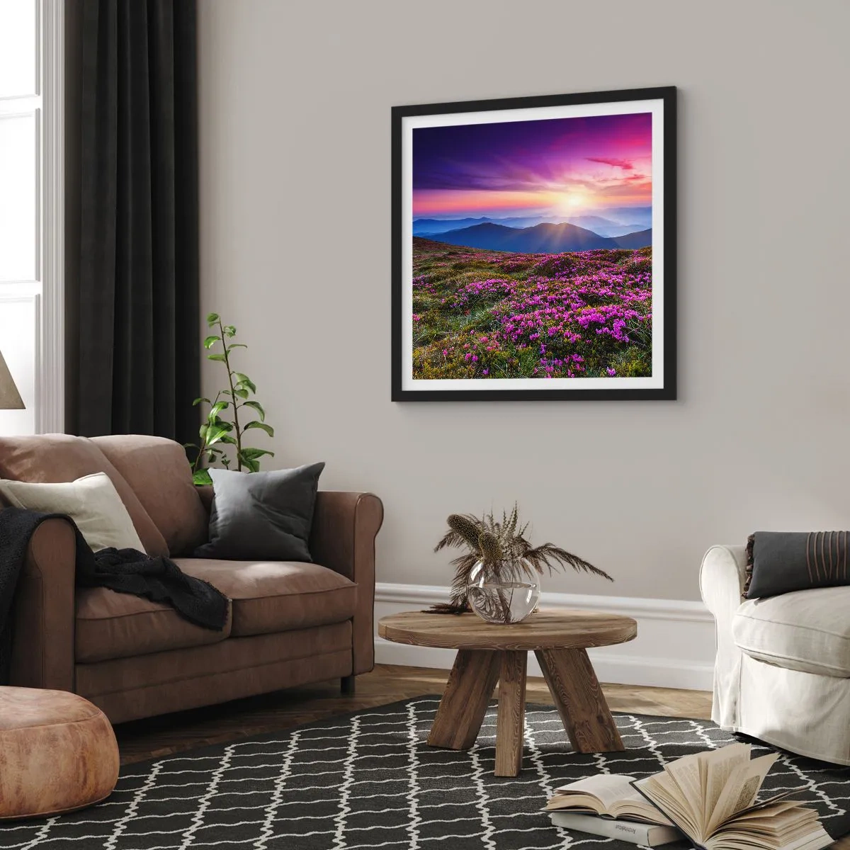 Poster in een zwarte lijst - Kruiden roken naar verse trossen van de velden - 40x40 cm