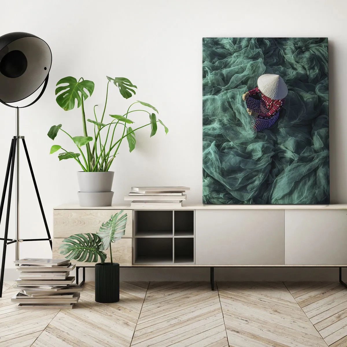 Schilderen op canvas - In een zee van netten - 50x70 cm