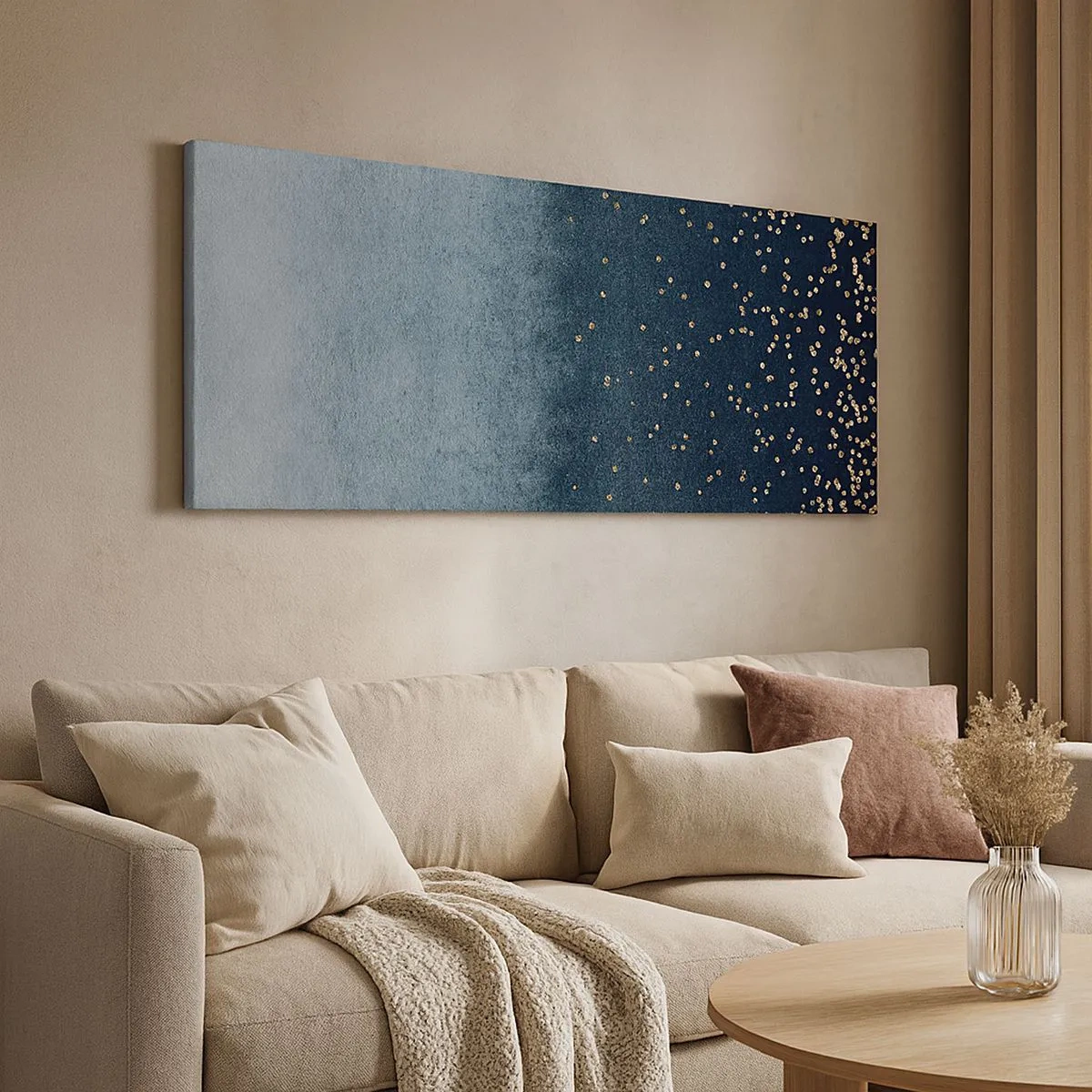 Schilderen op canvas - Samenstelling - blauwe fasen - 100x40 cm