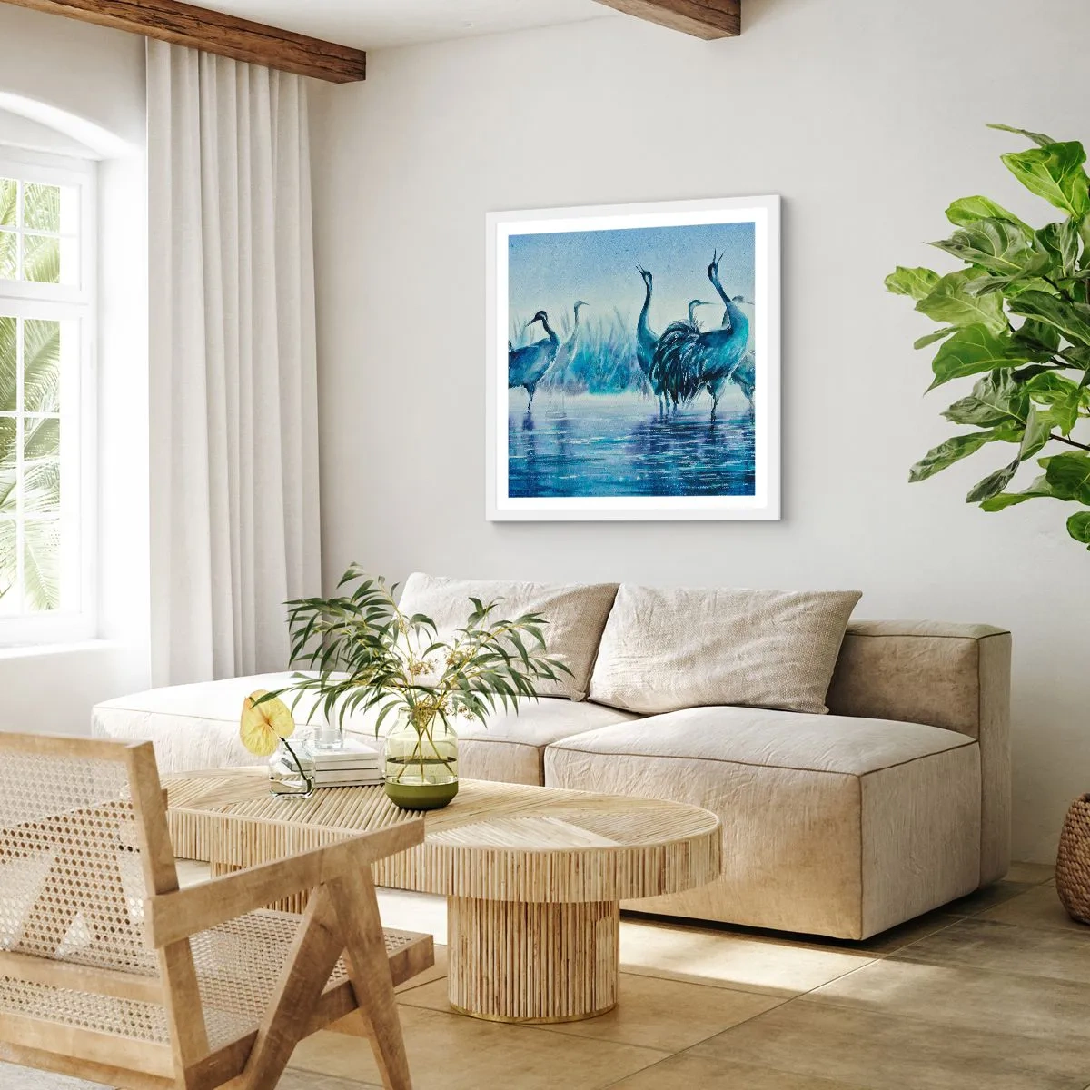 Poster in een witte lijst - Ochtendvergadering - 40x40 cm