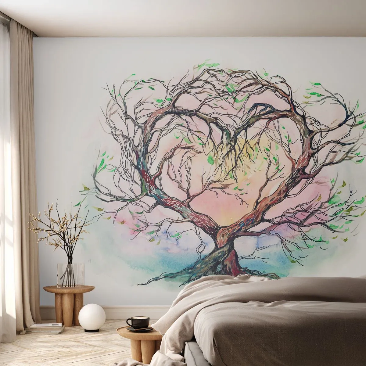 Fotobehang op maat Premium Canvas - Samen tegen de stormen - Abstractie, Boom, Deel