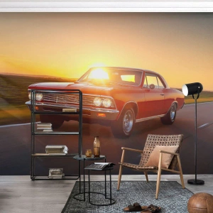 Fotobehang Standard Eco - Verlangen is rood - Auto, Reis, Vintage - 150x105 cm