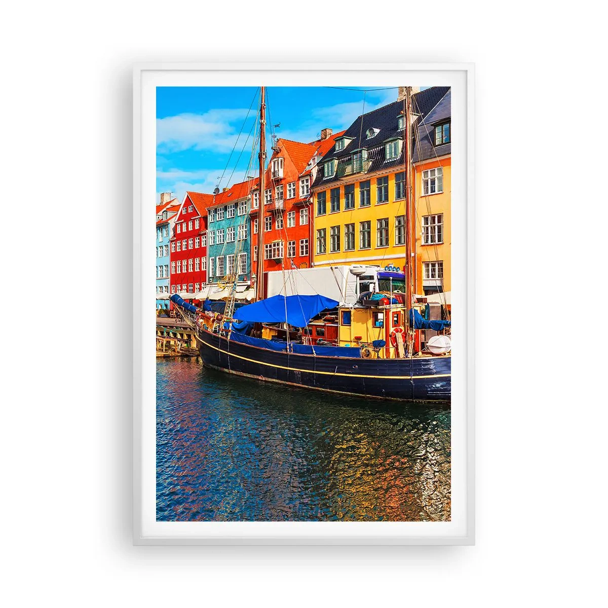 Poster in een witte lijst - Vrolijke werf - 70x100 cm