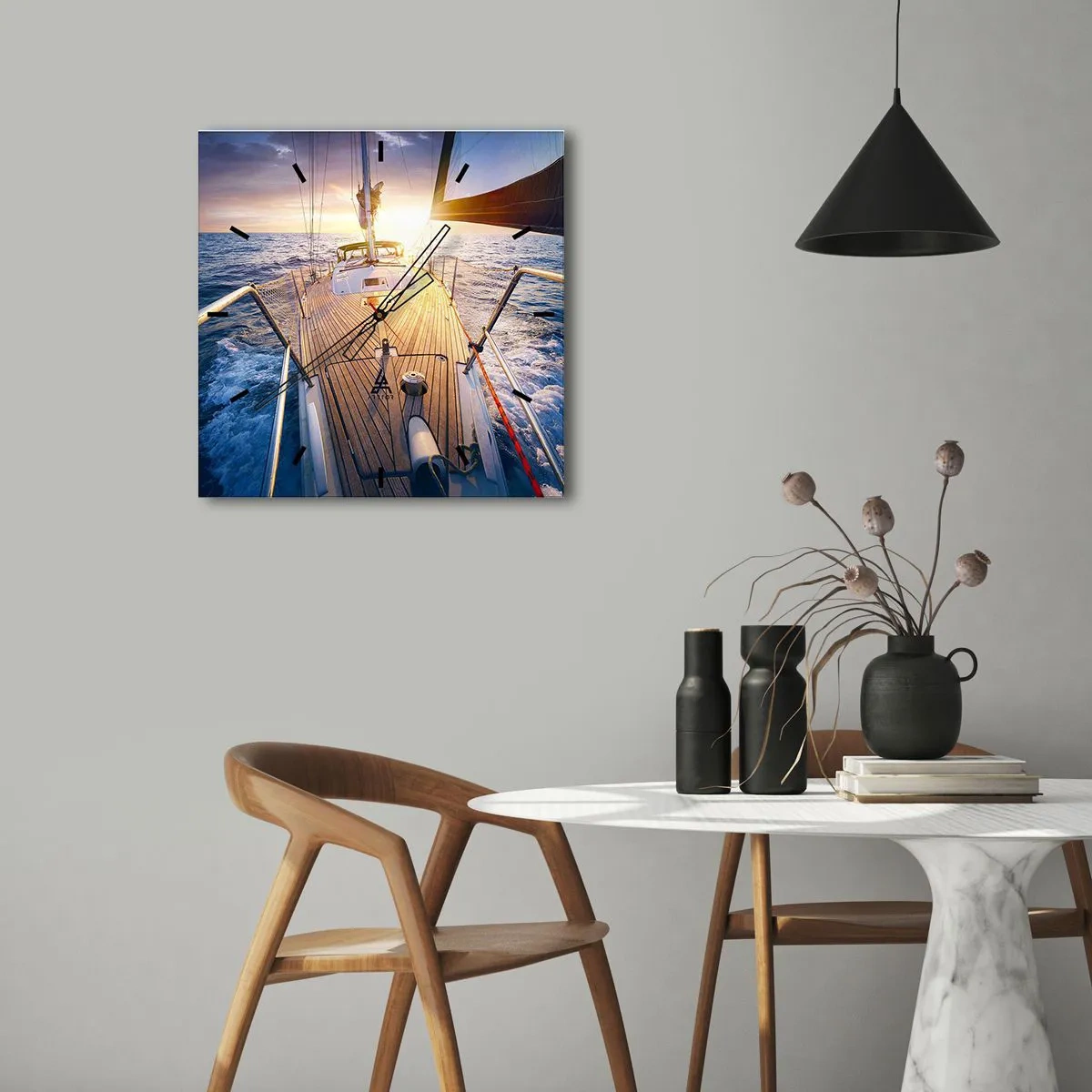 Wandklok - Klok - Lopend op de golven - 40x40 cm