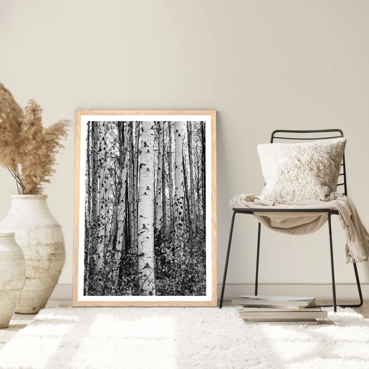 Een poster in een licht eiken lijst - Berken colonnade - 40x50 cm