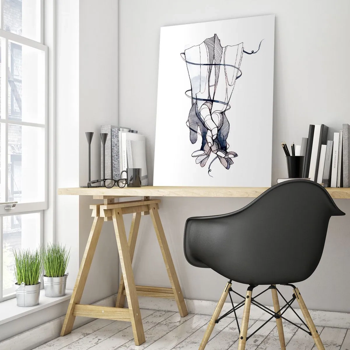 Schilderen op glas - Touch-studie - 50x70 cm