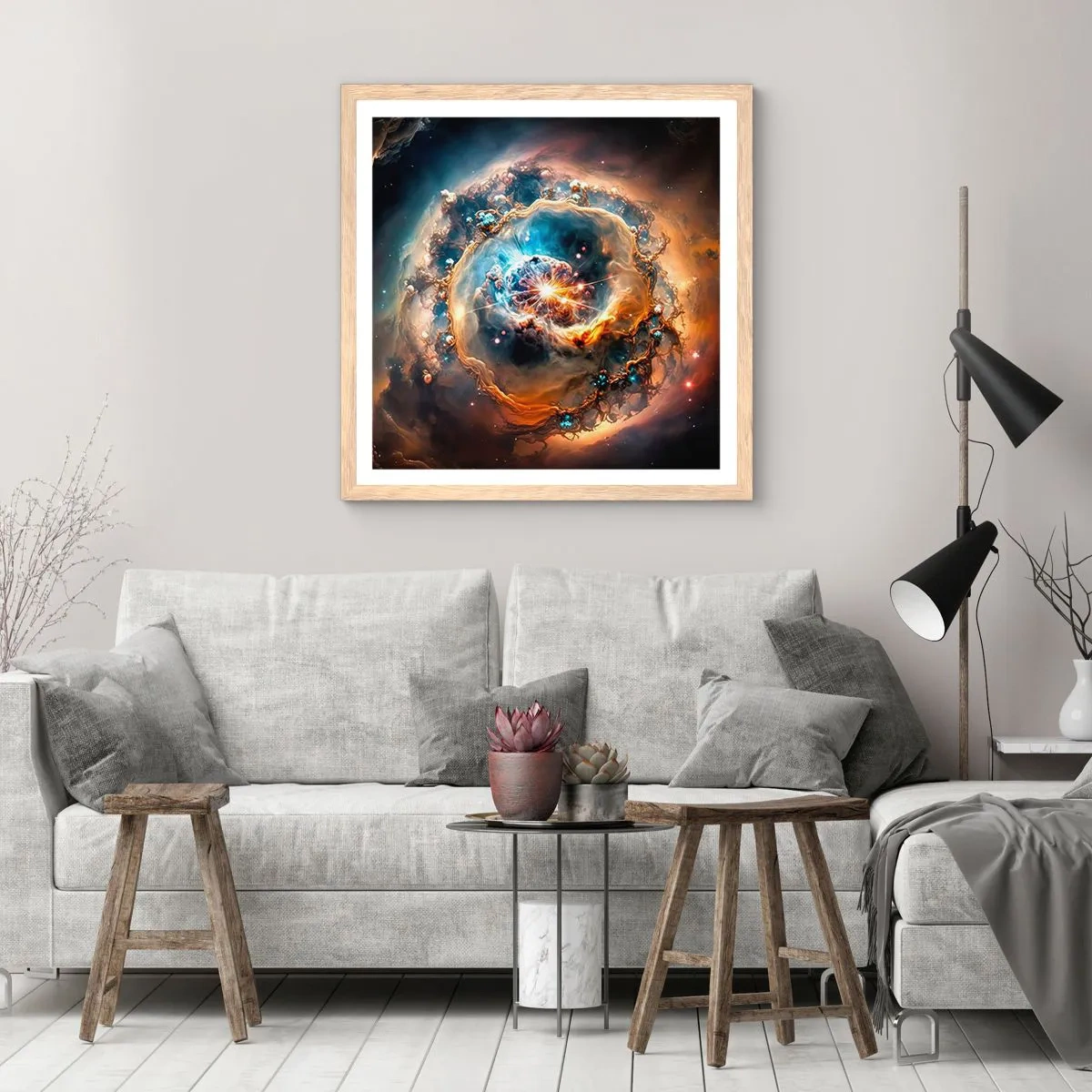 Een poster in een licht eiken lijst - Begin - 50x50 cm