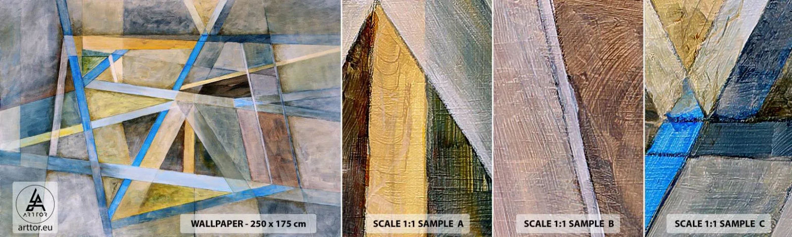 Fotobehang Monster Zelfklevend Deluxe Sticker - Recht of diagonaal? - Abstractie, Deel, Modern patroon - 100x30 cm