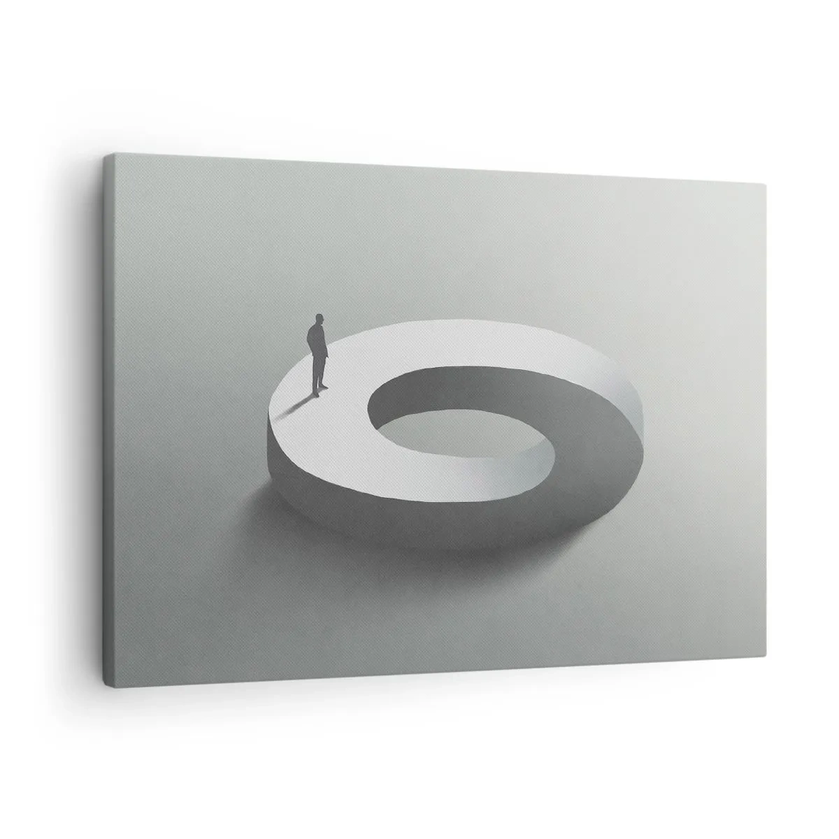 Schilderen op canvas - Een man op een grijze, abstracte structuur - 70x50cm - En wees hier slim - Moderne wanddecoratie voor woonkamer en slaapkamer ARTTOR