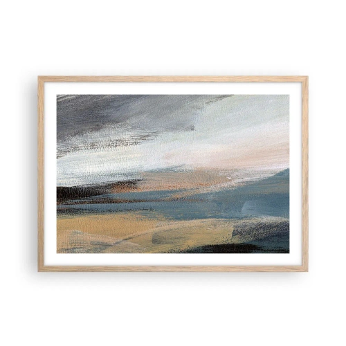 Een poster in een licht eiken lijst - Abstractie: noordelijk landschap - 70x50 cm