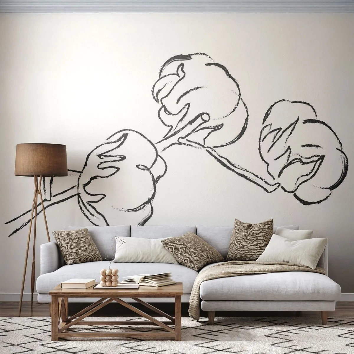 Fotobehang Standard Eco - Katoen dons - Katoen, Minimalisme, Contour - 150x105 cm