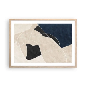 Een poster in een licht eiken lijst - Abstracte compositie – kleurcontrast - 70x50 cm