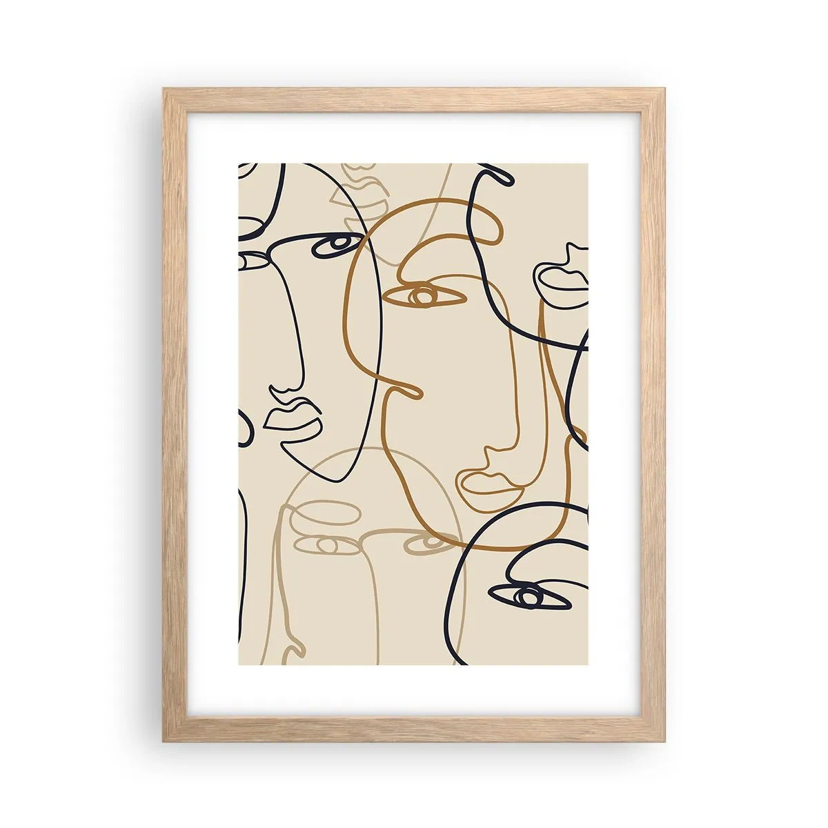 Een poster in een licht eiken lijst - Het portret is vermenigvuldigd - 30x40 cm