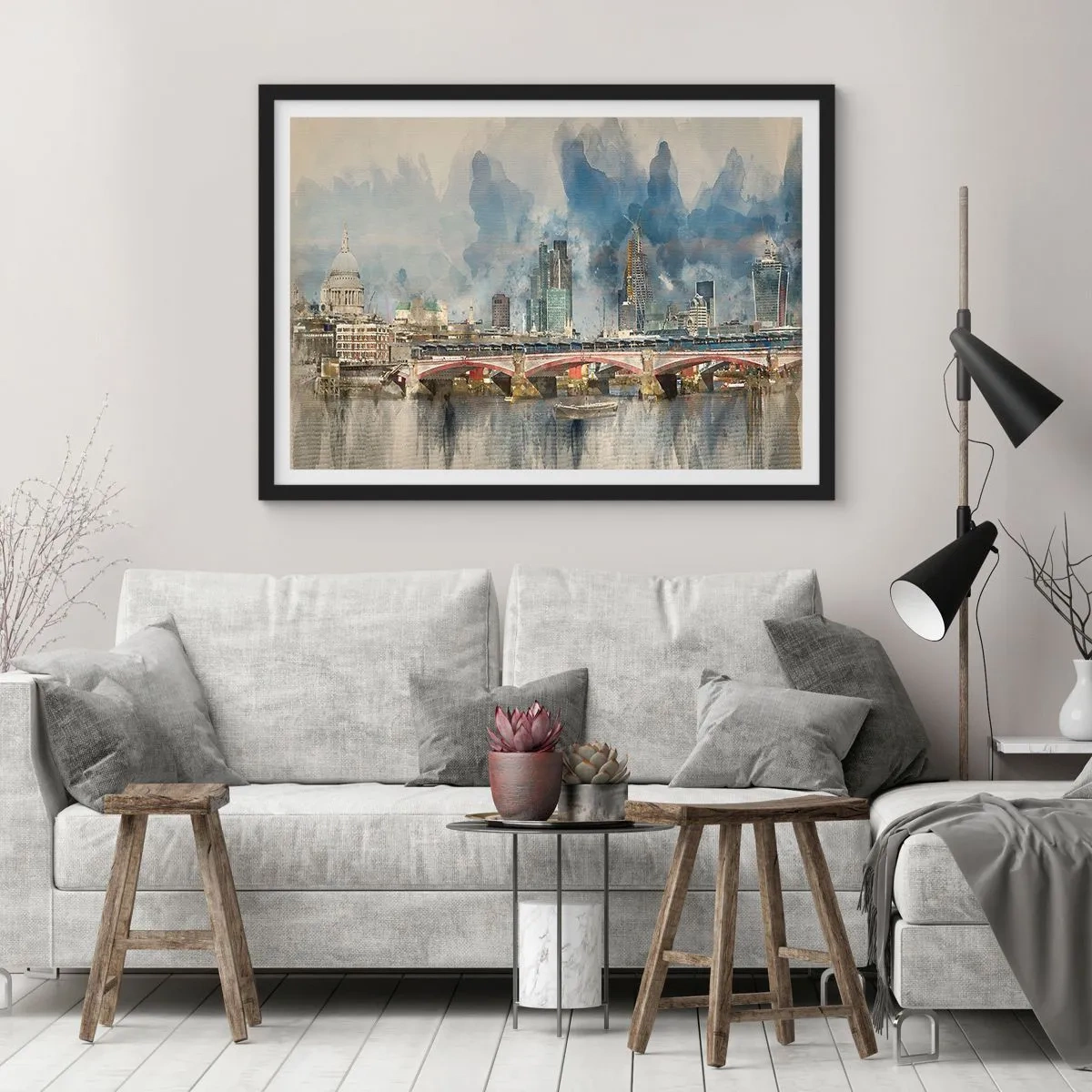 Poster in een zwarte lijst - Londen in al zijn glorie - 100x70 cm
