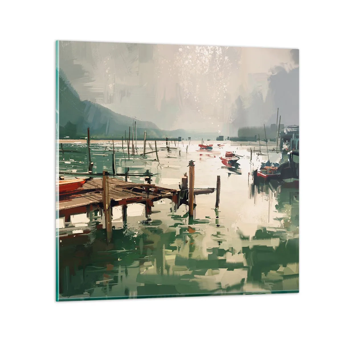 Schilderen op glas - Gedrenkt in een gesmolten maan - 70x70 cm