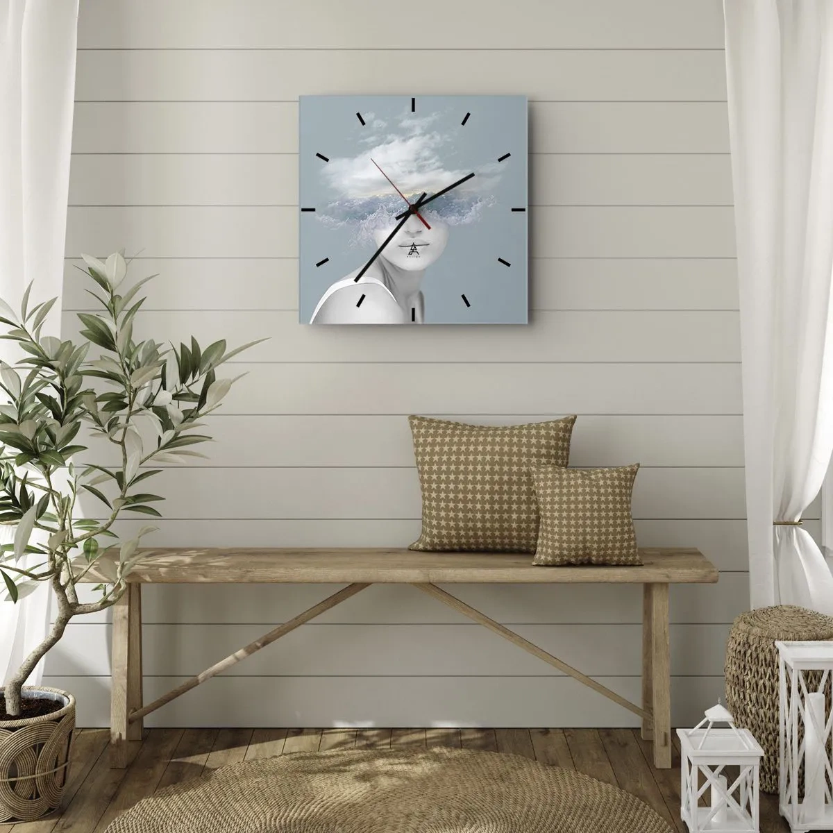 Wandklok - Klok - Met hoofd in de wolken - 40x40 cm
