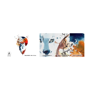 Fotobehang Monster Premium Canvas - Neus aan neus met de nacht - Abstractie, Dieren, Wolf - 100x30 cm