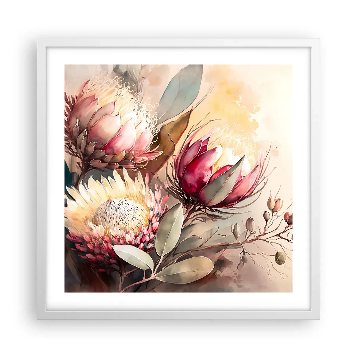 Poster in een witte lijst - In profiel en en face - 50x50 cm