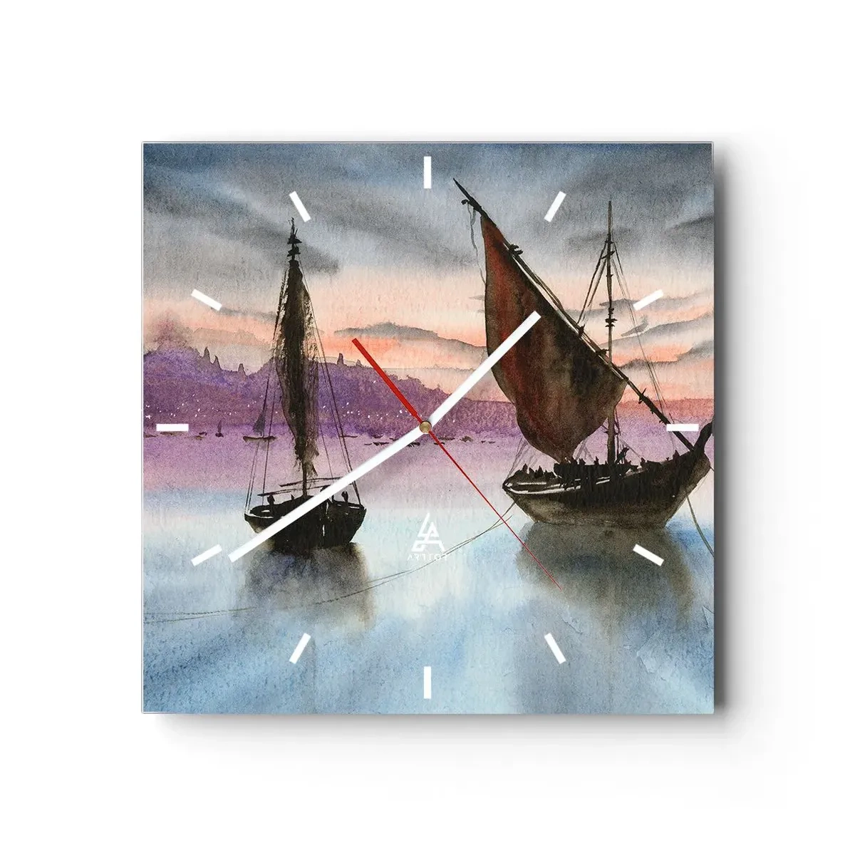 Wandklok - Klok - Avond in de haven - 40x40 cm