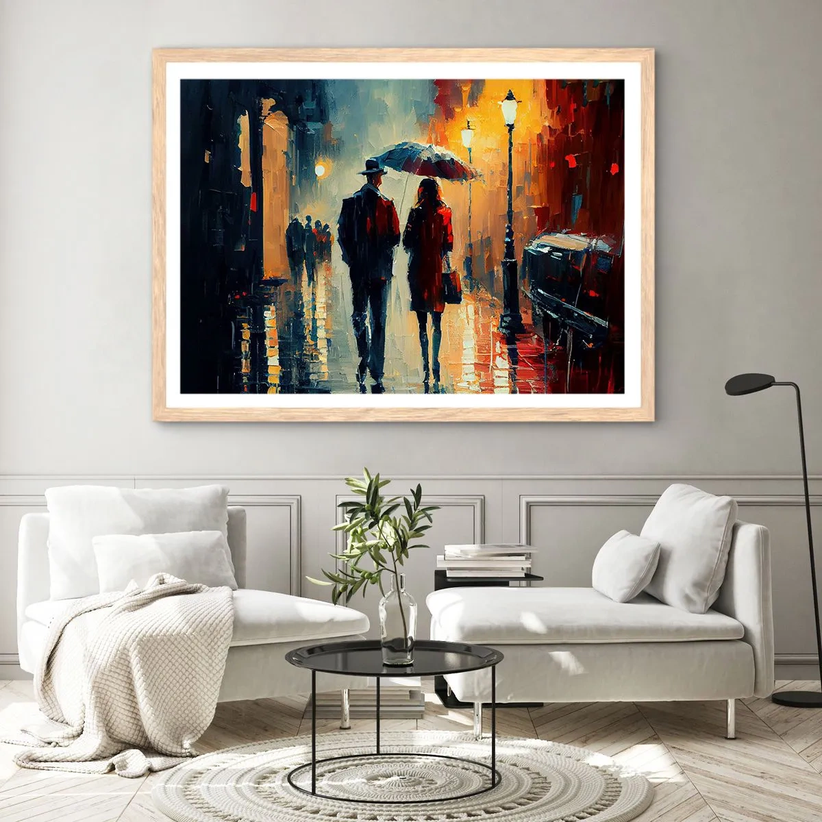 Een poster in een licht eiken lijst - Stedelijk love strory - 40x30 cm