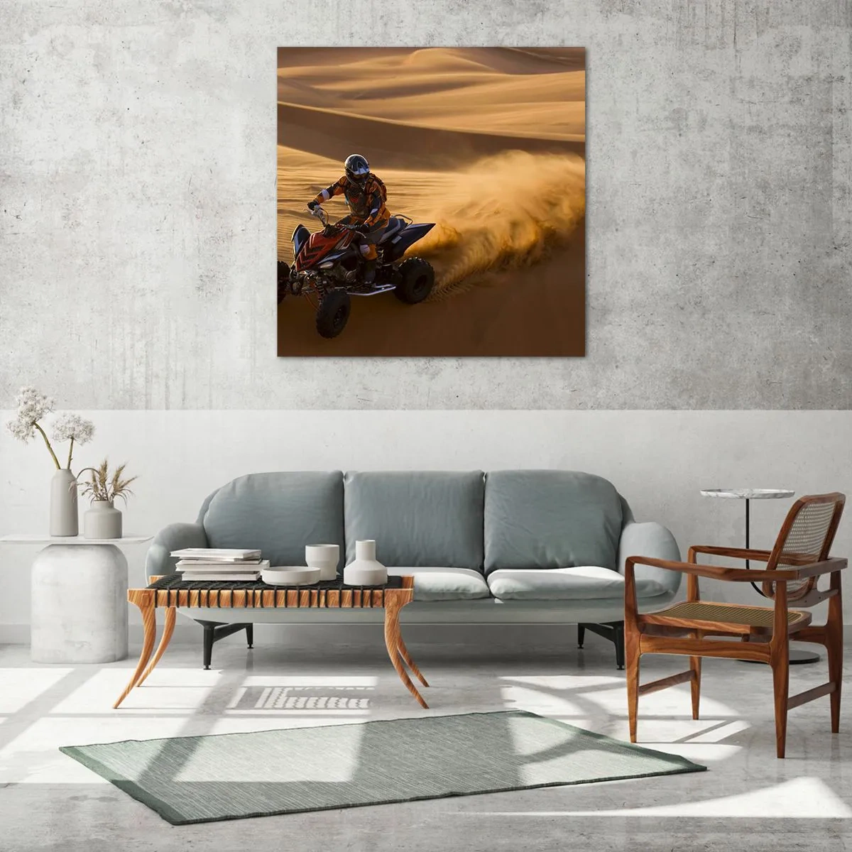 Schilderen op glas - Op de golven van zand - 70x70 cm