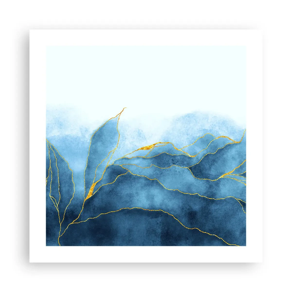 Poster - Blauw in goud - 50x50 cm