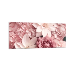 Schilderen op glas - In roze bloemblaadjes - 100x40 cm