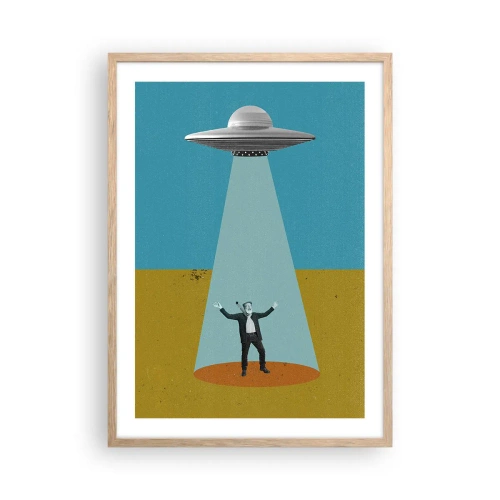 Een poster in een licht eiken lijst - Een nauwe ontmoeting - 50x70 cm