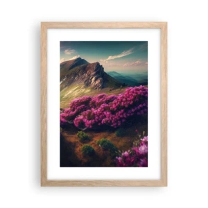 Een poster in een licht eiken lijst - Zomer in de bergen - 30x40 cm