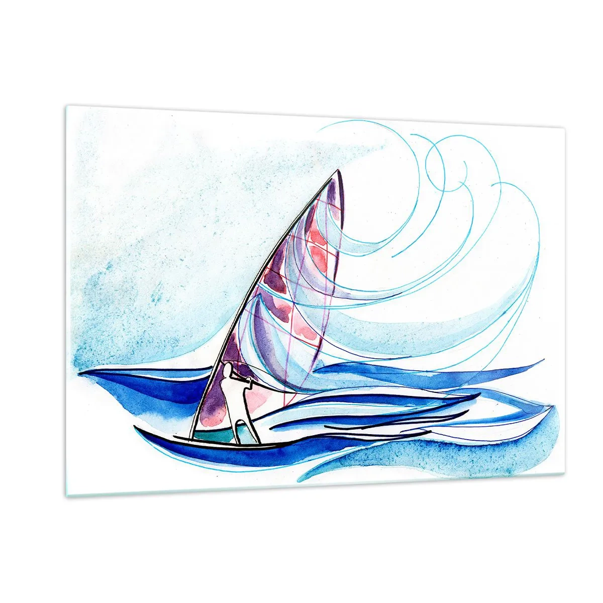 Schilderen op glas - Met de wind op het ritme van de golven - 120x80 cm