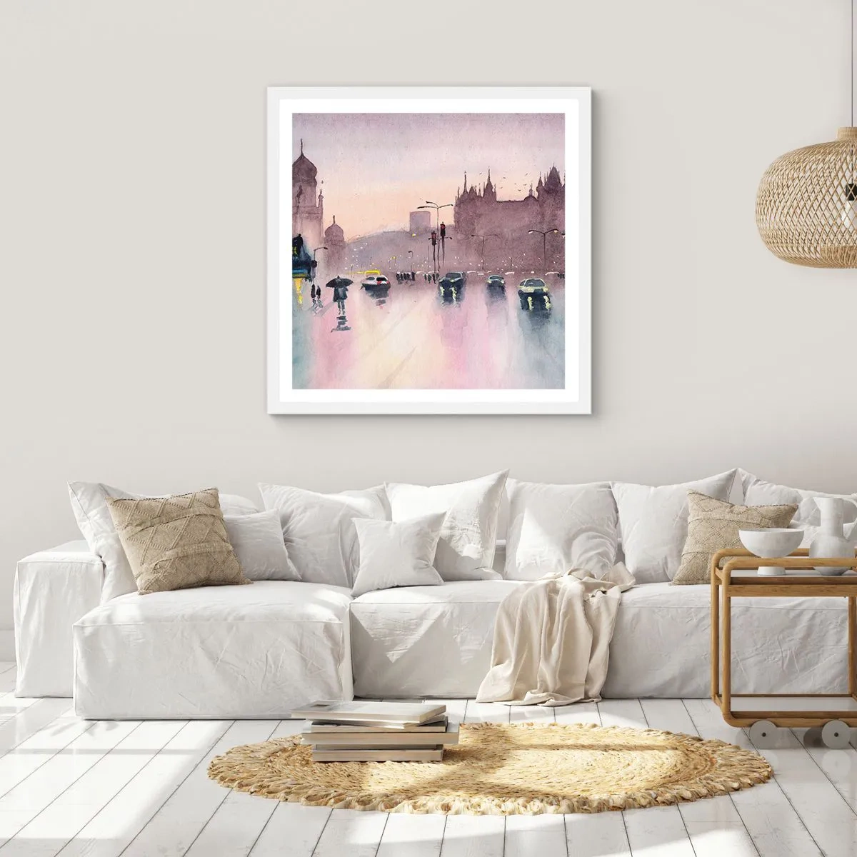 Poster in een witte lijst - In de regenachtige nevel - 40x40 cm