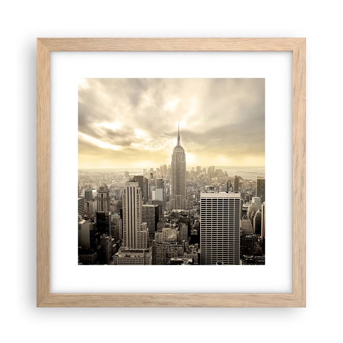 Een poster in een licht eiken lijst - New York geweven van grijs - 30x30 cm