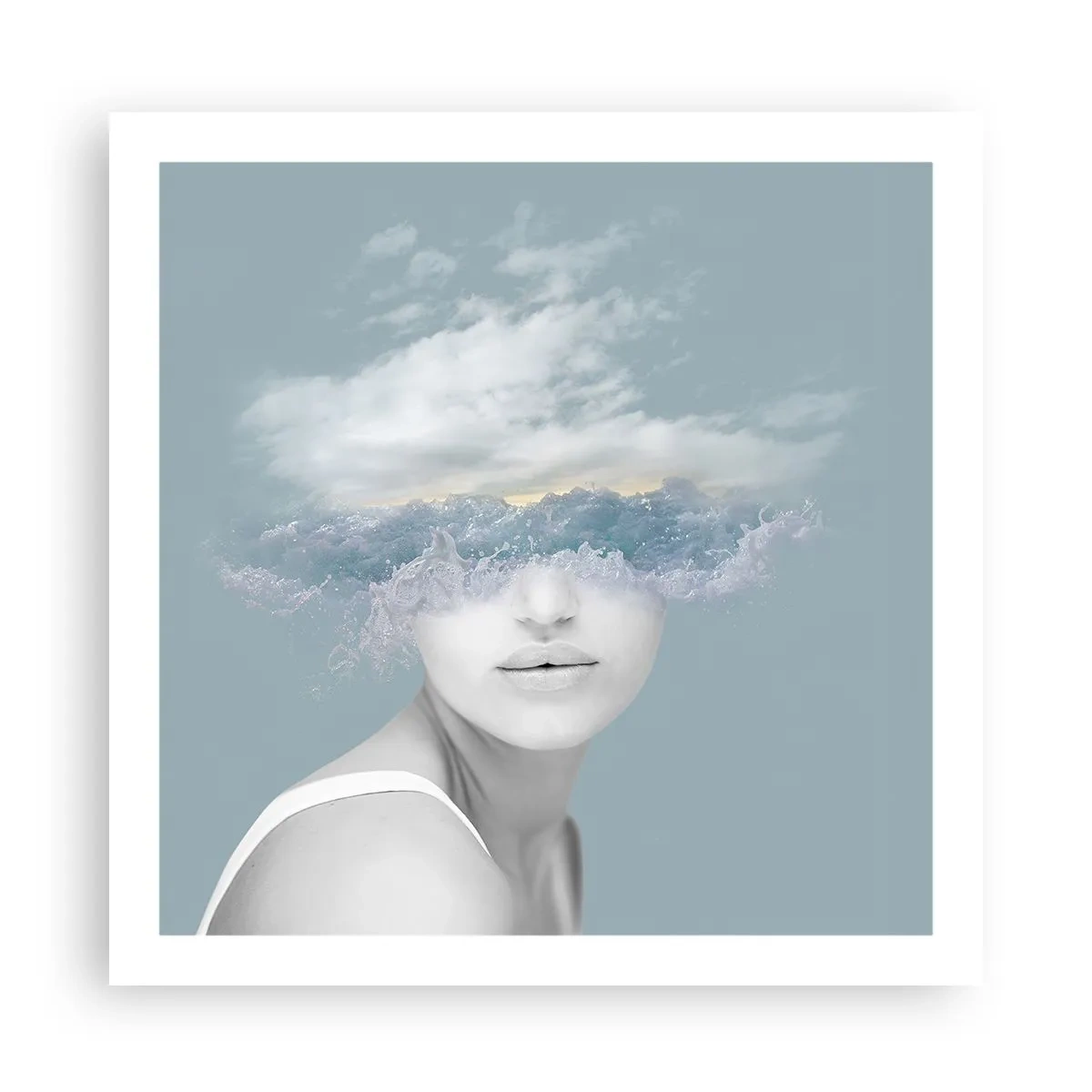 Poster - Met hoofd in de wolken - 60x60 cm