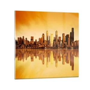 Schilderen op glas - De stilte van de metropool - 70x70 cm