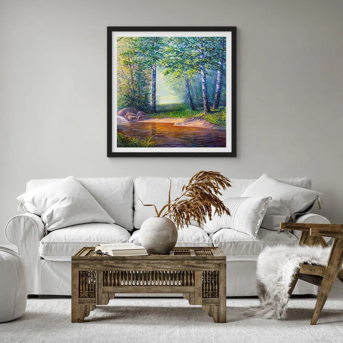 Poster in een zwarte lijst - Idyllisch landschap - 30x30 cm