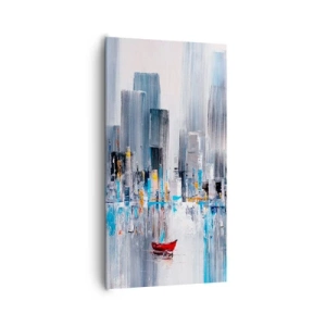 Schilderen op canvas - Een metropool aan de baai - 65x120 cm
