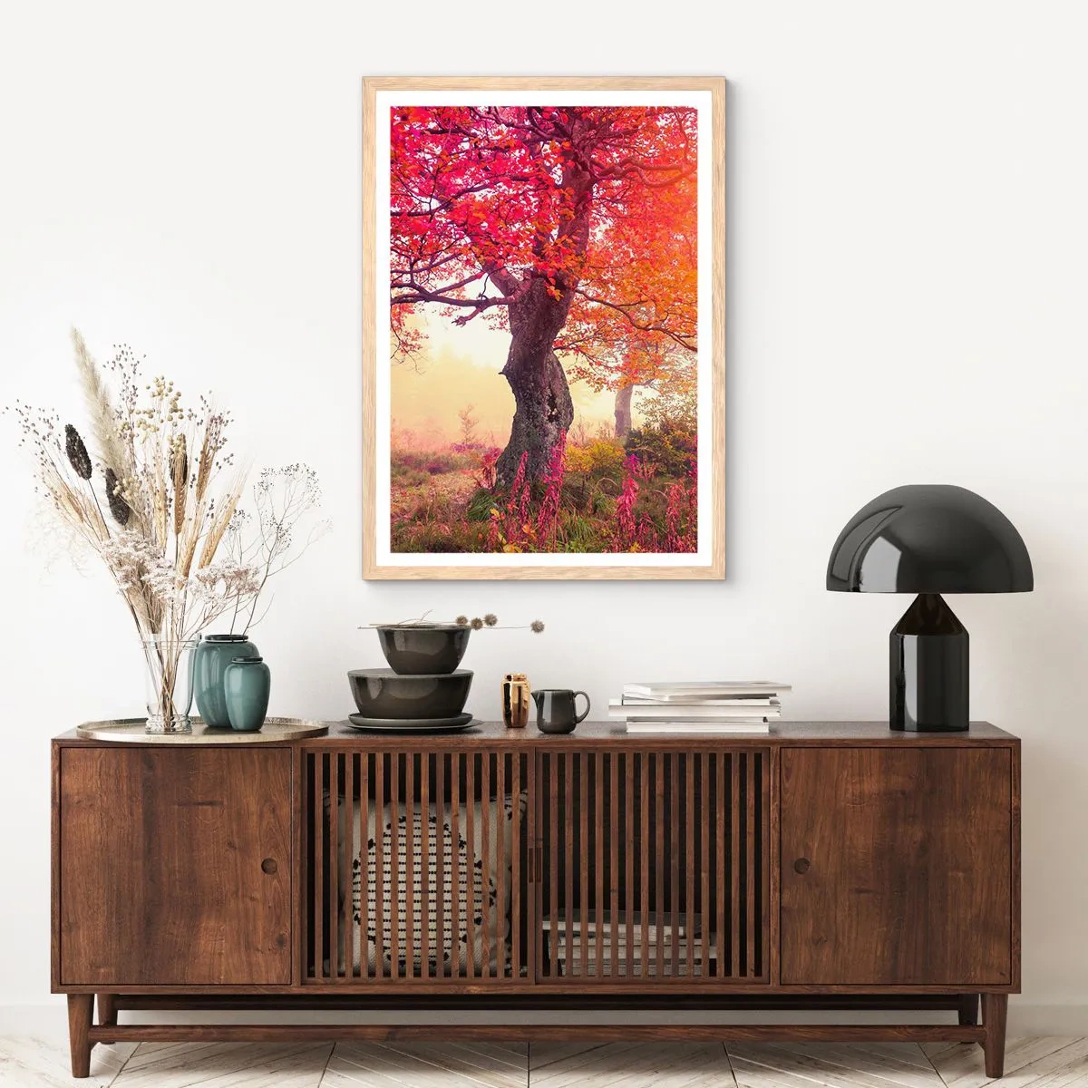 Een poster in een licht eiken lijst - Bloeiende razernij - 70x100 cm