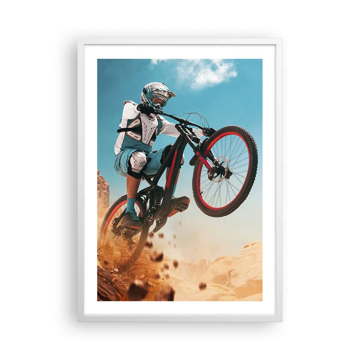 Poster in een witte lijst - Fiets waanzin demon - 50x70 cm