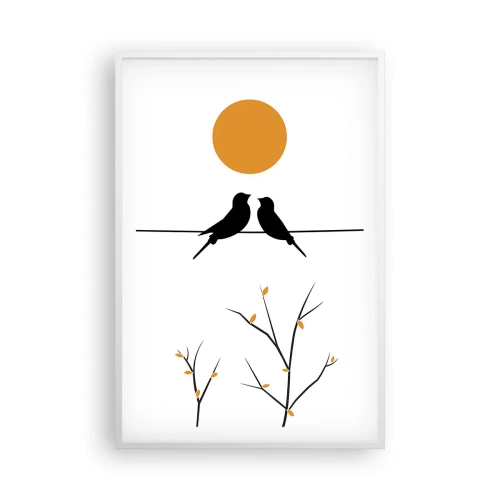 Poster in een witte lijst - Nachtegalen avond - 61x91 cm
