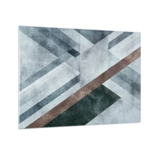 Schilderen op glas - Geometrische abstractie in koele tinten met een donkergroen accent - 70x50cm - Verfijnde elegantie van geometrie - Moderne wanddecoratie voor woonkamer en slaapkamer ARTTOR