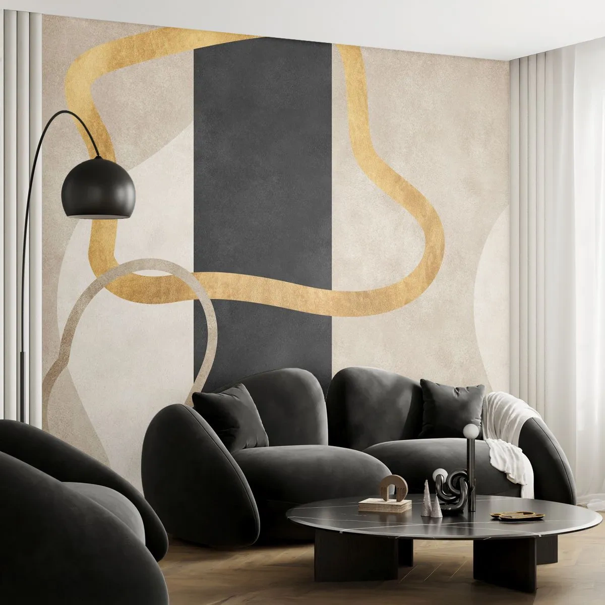 Fotobehang Standard Eco - Verwarde vormen - Art-deco, Minimalisme, Abstractionisme - 150x105 cm