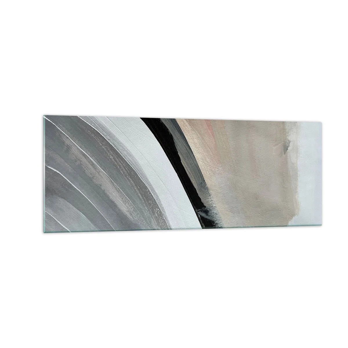 Schilderen op glas - Compositie: boog van zwart en grijs - 140x50 cm
