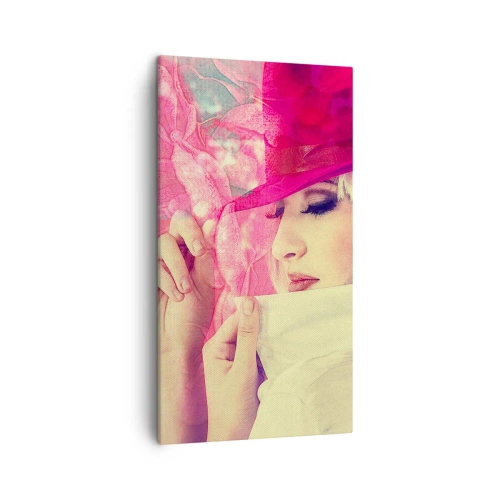 Schilderen op canvas - Retro portret in een roze mist - 45x80 cm