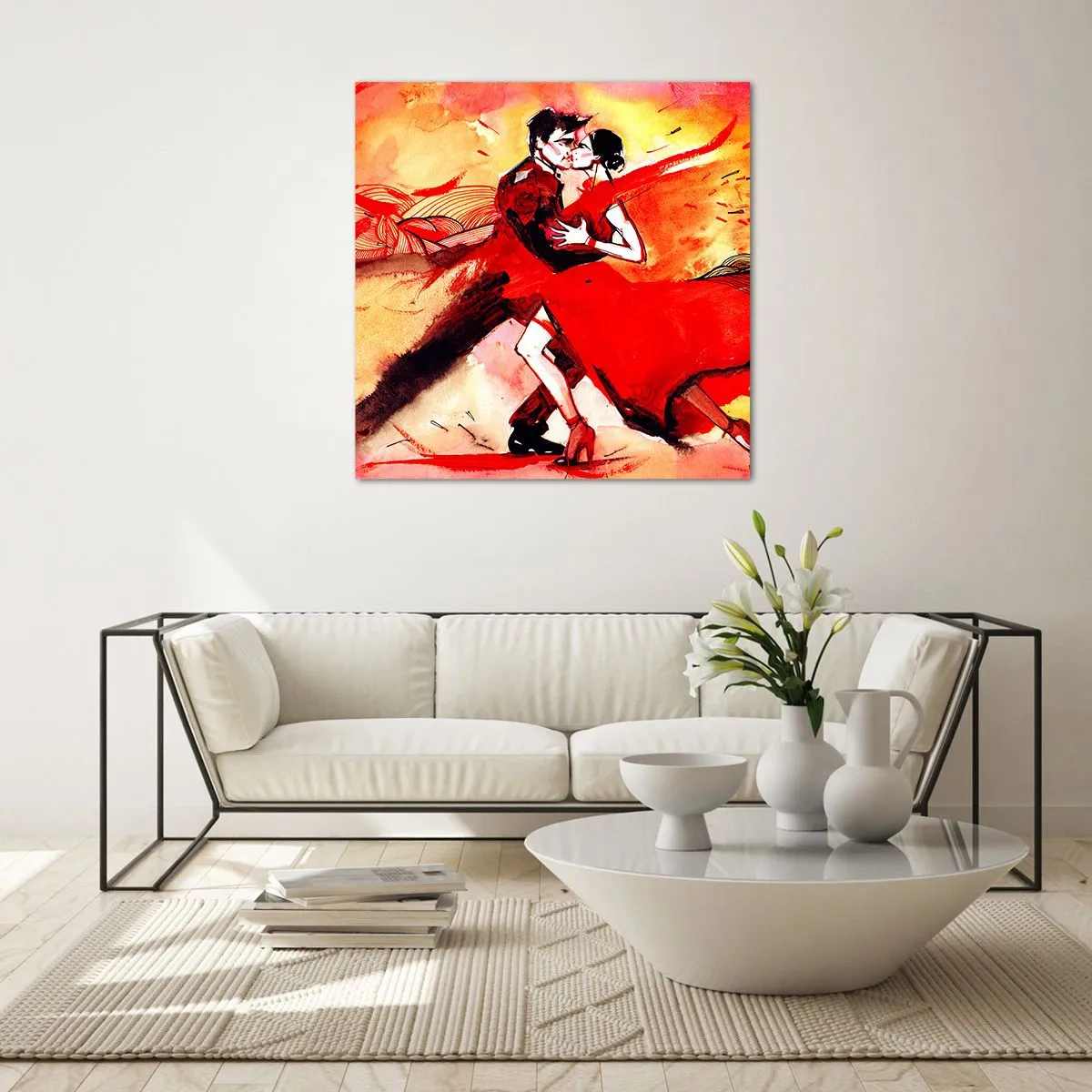 Schilderen op glas - Het paarse ritme van passie - 70x70 cm