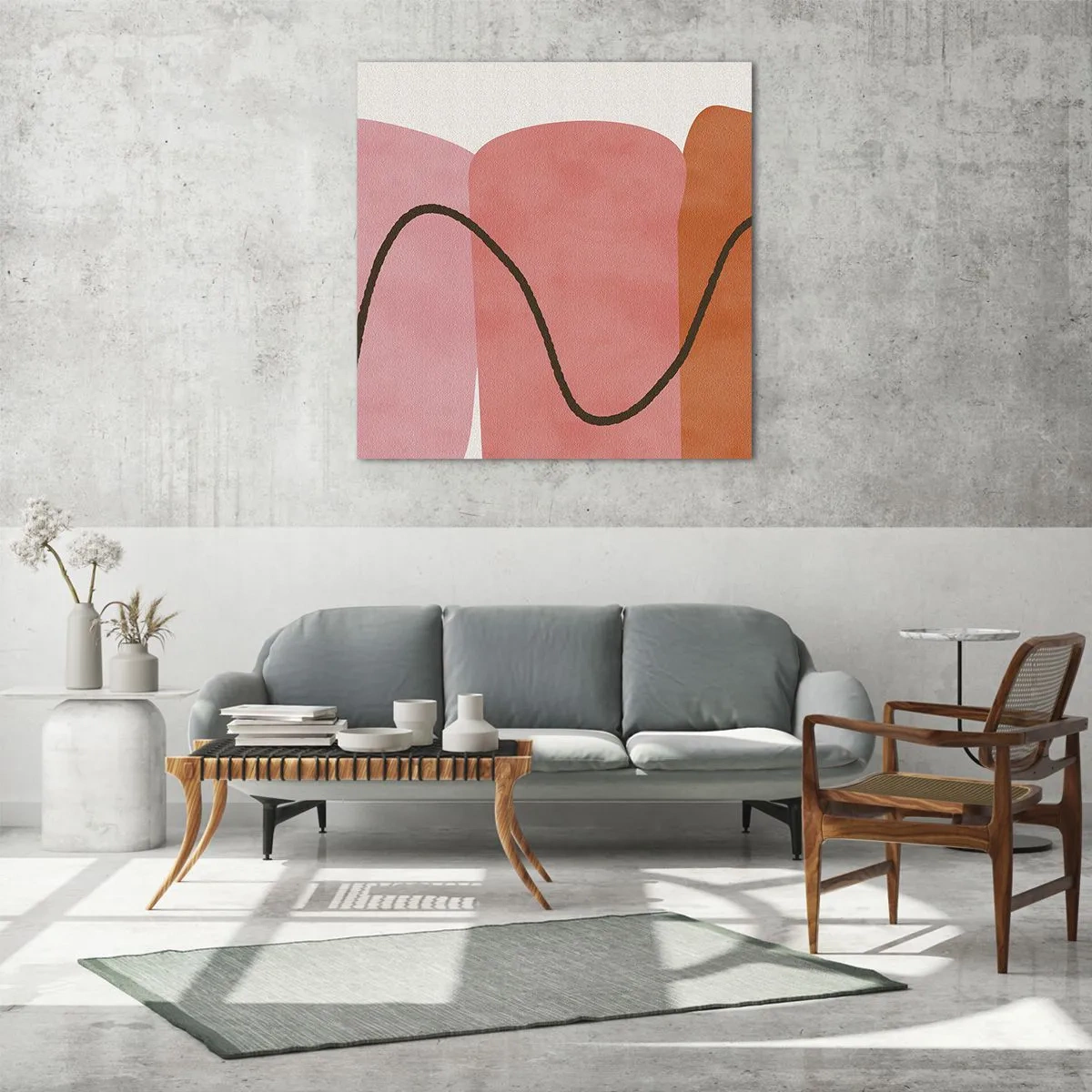 Schilderen op glas - zachte beweging van vormen - 60x60 cm