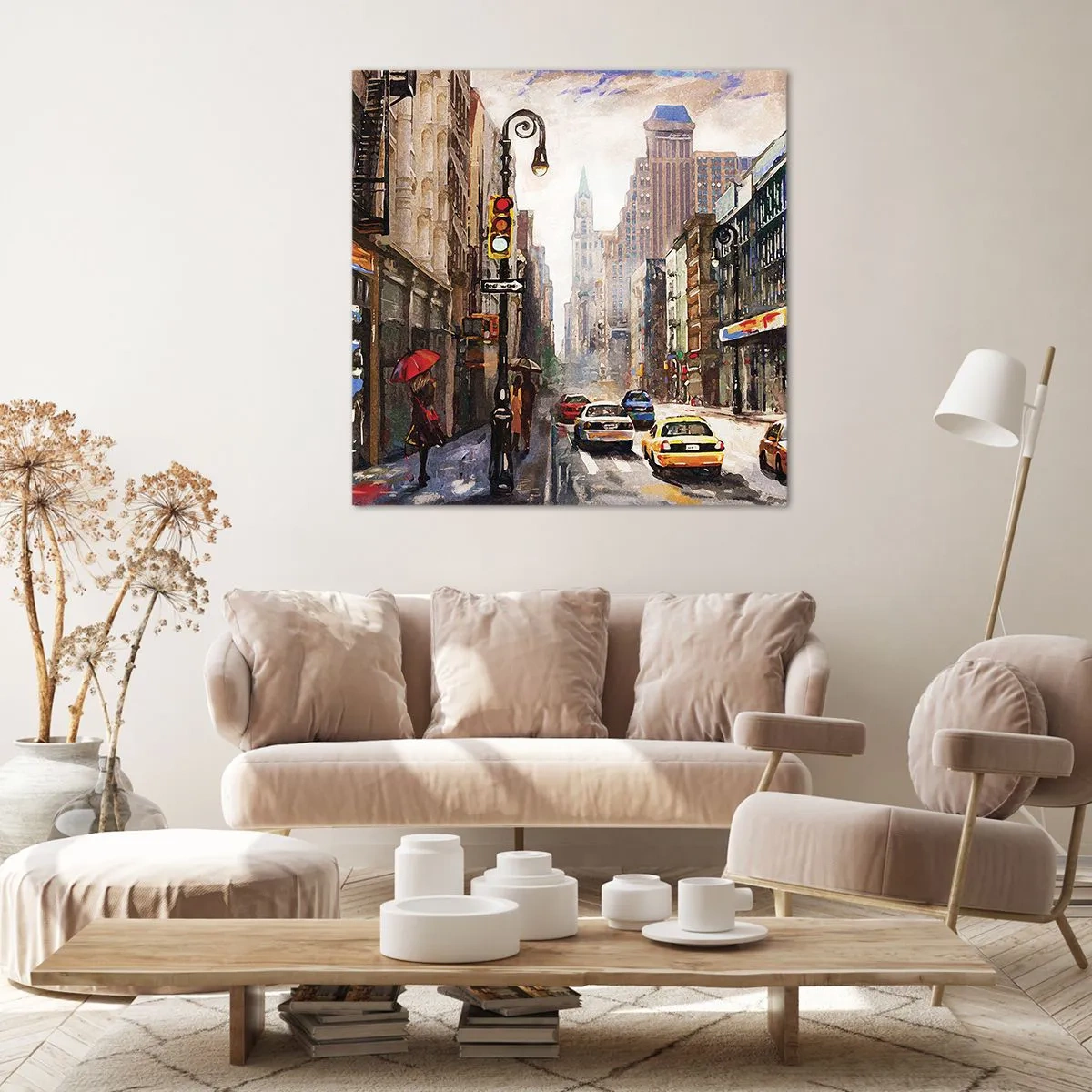 Schilderen op canvas - New York - ook kleurrijk in de regen - 70x70 cm