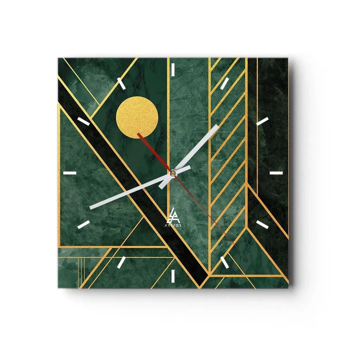 Wandklok - Klok - Dynamiek van goud en azuur - 40x40 cm