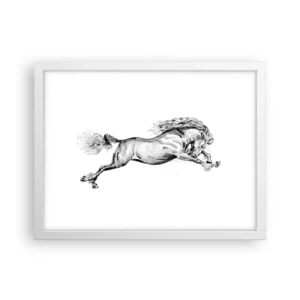 Poster in een witte lijst - Vastgehouden in galop - 40x30 cm