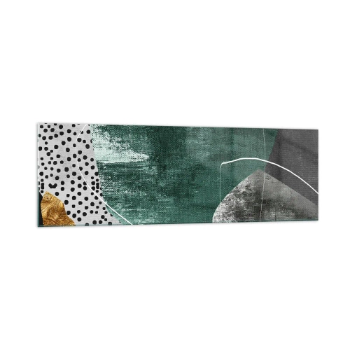 Schilderen op glas - Kleurrijke abstractie met bladgoud - 160x50 cm