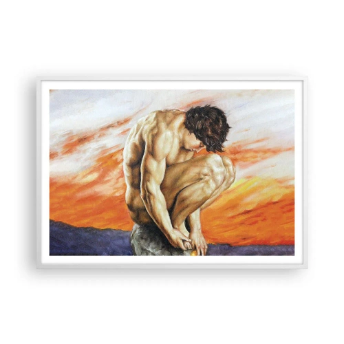 Poster in een witte lijst - Ondergedompeld in zichzelf - 100x70 cm